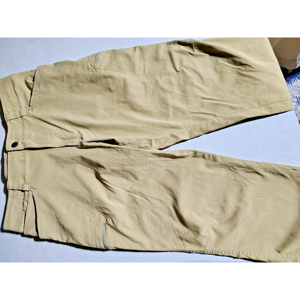 preowned Wrangler mens beige stretch straight leg cargo jeans sz 34x30